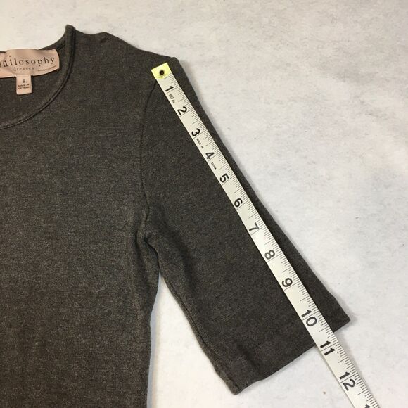 Philosophy Womens S Bodycon Mini Knit Dress Gray Rayon Half Sleeve Classic Party - Picture 7 of 12